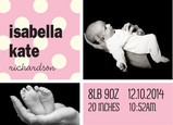 Pink Baby Announcement Dots 7x5 Flat Card