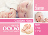 Girl Announcement with Photos 7x5 Flat Card