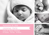 Girl Announcement Ribbon and Photos 7x5 Flat Card