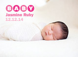 Photo Baby Announcement Pink 7x5 Flat Card
