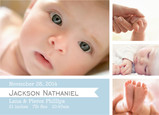 Boy Announcement Ribbon and Photos 7x5 Flat Card