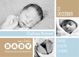Photo Boy Announcement Blue and Brown 7x5 Flat Card