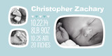 Baby Boy Announcement with Hearts 8x4 Flat Card