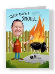 Photo Head Grilling Dad 5x7 Folded Card