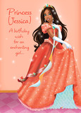 Orange Princess Birthday Card 5x7 Folded Card