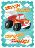 Revvin' & Racin' Pickup Truck Birthday 5x7 Folded Card