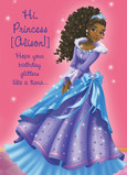 Pink and Purple Princess Birthday Card 5x7 Folded Card