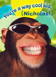 Kids Birthday Chimp with Shades 5x7 Folded Card