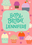 Cupcake Birthday with Name 5x7 Folded Card