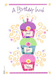 Cupcake Birthday Wish 5x7 Folded Card