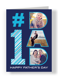 #1 Dad with Stripes and Photos 5x7 Folded Card