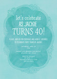 Light Blue 40th Birthday Invitation 5x7 Flat Card