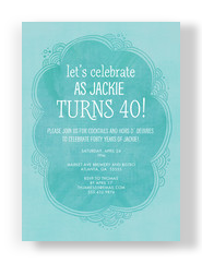Light Blue 40th Birthday Invitation 5x7 Flat Card