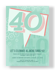 Graphic Art 40th Birthday Invitation 5x7 Flat Card