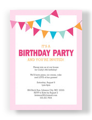 Bunting Banner Birthday Invitation 5x7 Flat Card