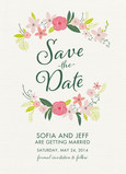 Floral Wreath & Script Save-the-date 5x7 Flat Card