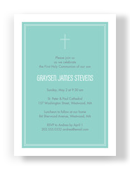 Aqua First Communion Invitation 5x7 Flat Card