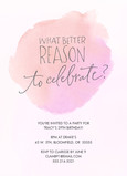 Pink Watercolor Party Invitation 5x7 Flat Card
