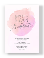 Pink Watercolor Party Invitation 5x7 Flat Card
