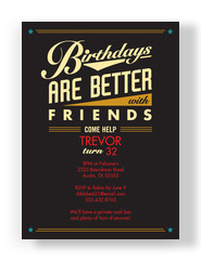 Better With Friends Birthday Invitation 5x7 Flat Card