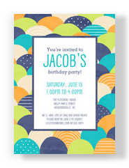 Fish Scale Pattern 1st Birthday Boy 5x7 Flat Card