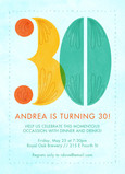 Colorful 30th Birthday Invitation 5x7 Flat Card