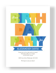 Colorful Lettering Birthday Invite Boy 5x7 Flat Card