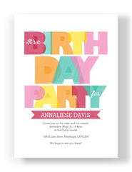 Colorful Lettering Birthday Invite Girl 5x7 Flat Card