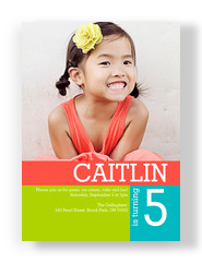 Color Block Photo Invite Girl 5x7 Flat Card
