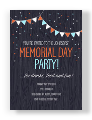 Festive Bunting Memorial Day Invite 5x7 Flat Card