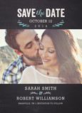 Black with Teal Photo Save-the-date 5x7 Flat Card
