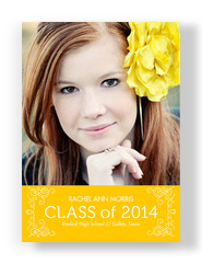 Classic Flourish Grad Announcement Yellow 5x7 Flat Card