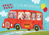 Photo Birthday Bus 7x5 Folded Card
