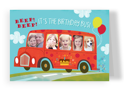 Photo Birthday Bus 7x5 Folded Card