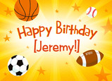 Sports Birthday with Name 7x5 Folded Card