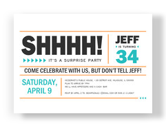 Block Lettering Surprise Party Invitation 7x5 Flat Card