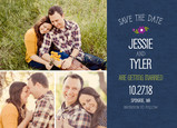 Lettering on Blue Save-the-date 7x5 Flat Card