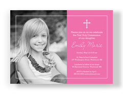 Photo Communion Invitation - Girl 7x5 Flat Card