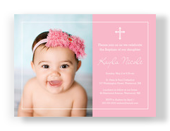 Photo Baptism Invitation - Girl 7x5 Flat Card