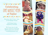 Chevron Design First Birthday Invitation 7x5 Flat Card