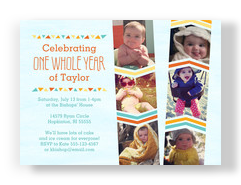 Chevron Design First Birthday Invitation 7x5 Flat Card