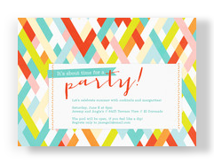 Colorful Stripes Party Invitation 7x5 Flat Card