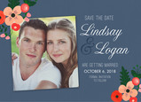 Vintage Floral & Photo Save-the-date 7x5 Flat Card