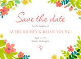 Vintage Floral Save-the-date 7x5 Flat Card