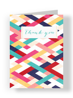 Bold Pattern Colorful Thank You 3.75x5.25 Folded Card