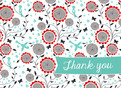 Graphic Floral Thank You 5.25x3.75 Folded Card