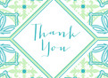 Teal and Green Pattern Thank You 5.25x3.75 Folded Card