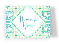 Teal and Green Pattern Thank You 5.25x3.75 Folded Card