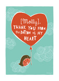 Bird with Thank You Heart 5x7 Folded Card