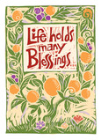 Many Blessings Woodcut Design 5x7 Folded Card